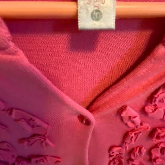 DownEast Pink Floral Applique Cardigan Sweater - Picture 9 of 14